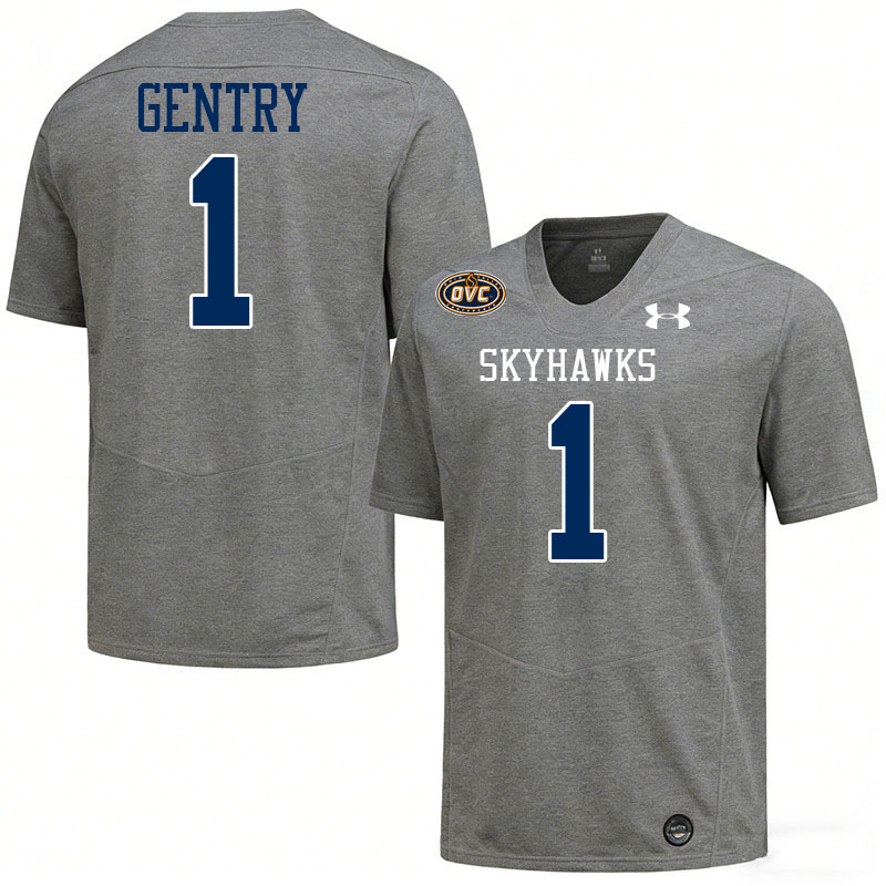 UT Martin Skyhawks #1 John Gentry College Football Jerseys,Uniforms-Grey